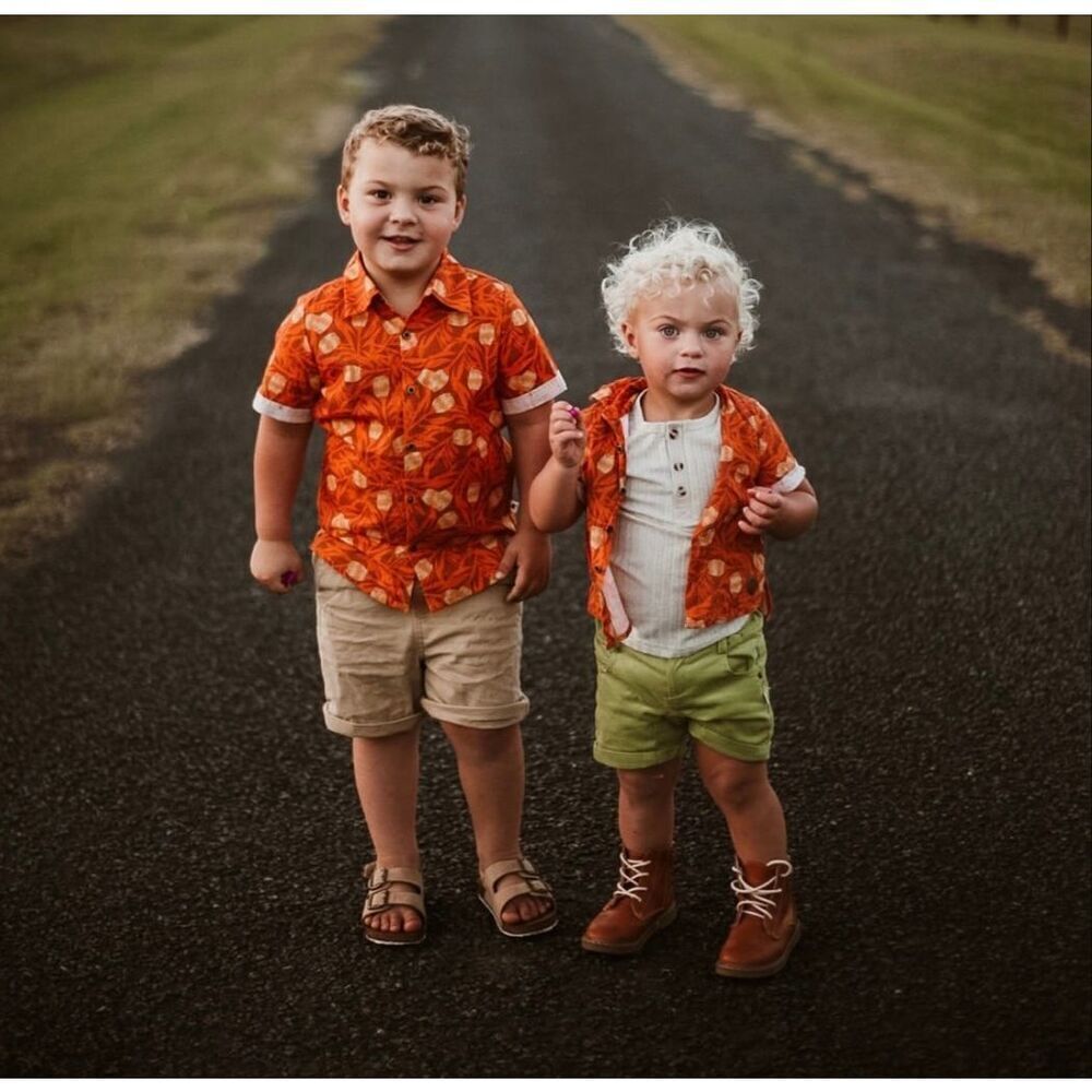 My brother John Walter Old timer burnt orange pumpkin boys button up Australian